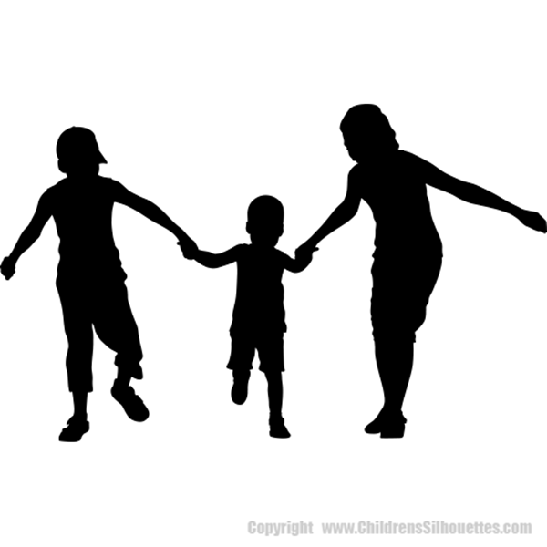 Picture of Boy, Baby, & Girl Holding Hands 22 (Children Silhouette Decals)