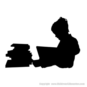 Picture of Girl Reading Books 5 (Children Silhouette Decals)