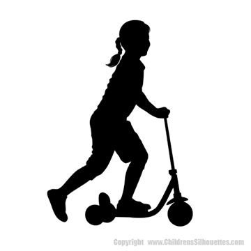 Picture of Girl Riding Scooter 34 (Children Silhouette Decals)